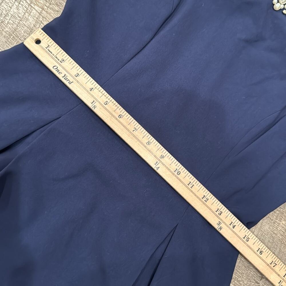 Eliza J Women's Pearl Neckline Sleeveless Shift Dress Dark Navy Size 10 - Picture 5 of 10